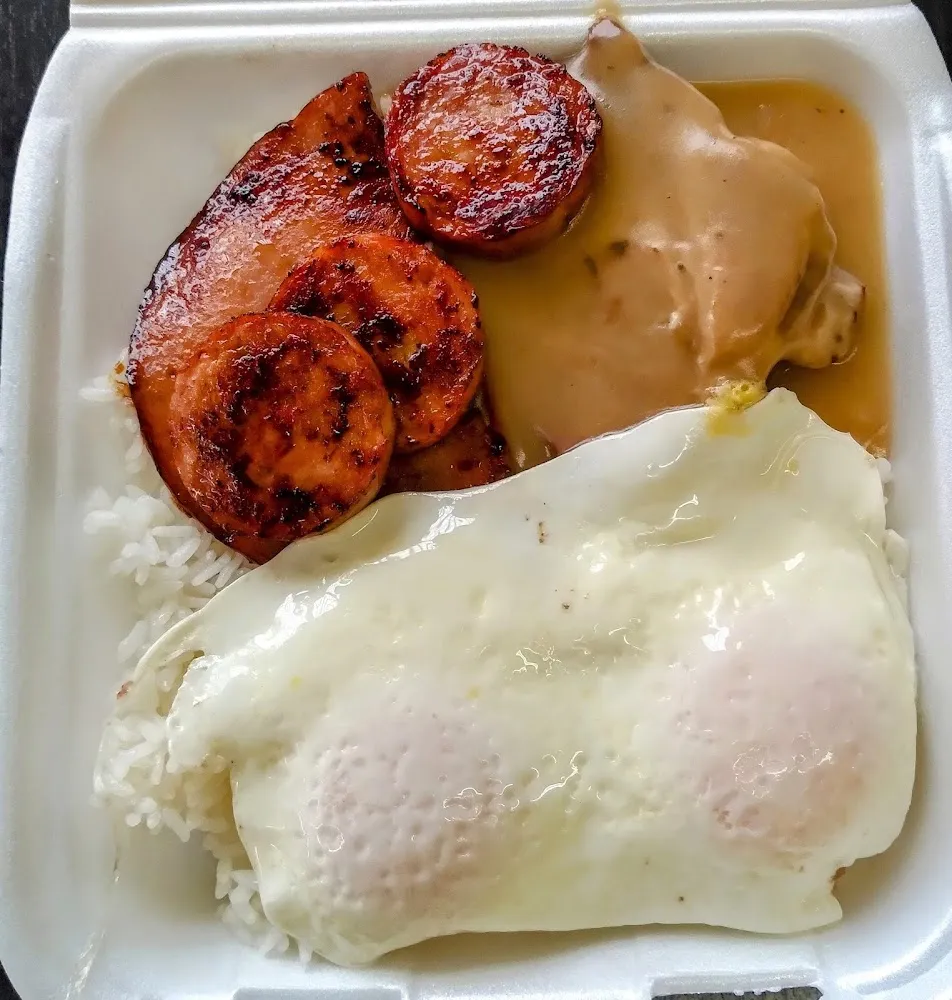 Roasted Pork with Gravy Ham Portuguese Sausage and Eggs
